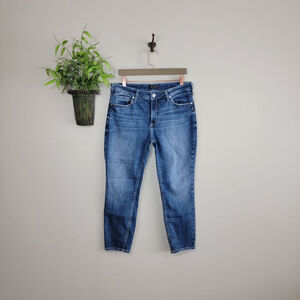 Silver Suki Skinny Crop Jeans Medium Blue Wash Mid Rise Stretch Jeggings 34 18